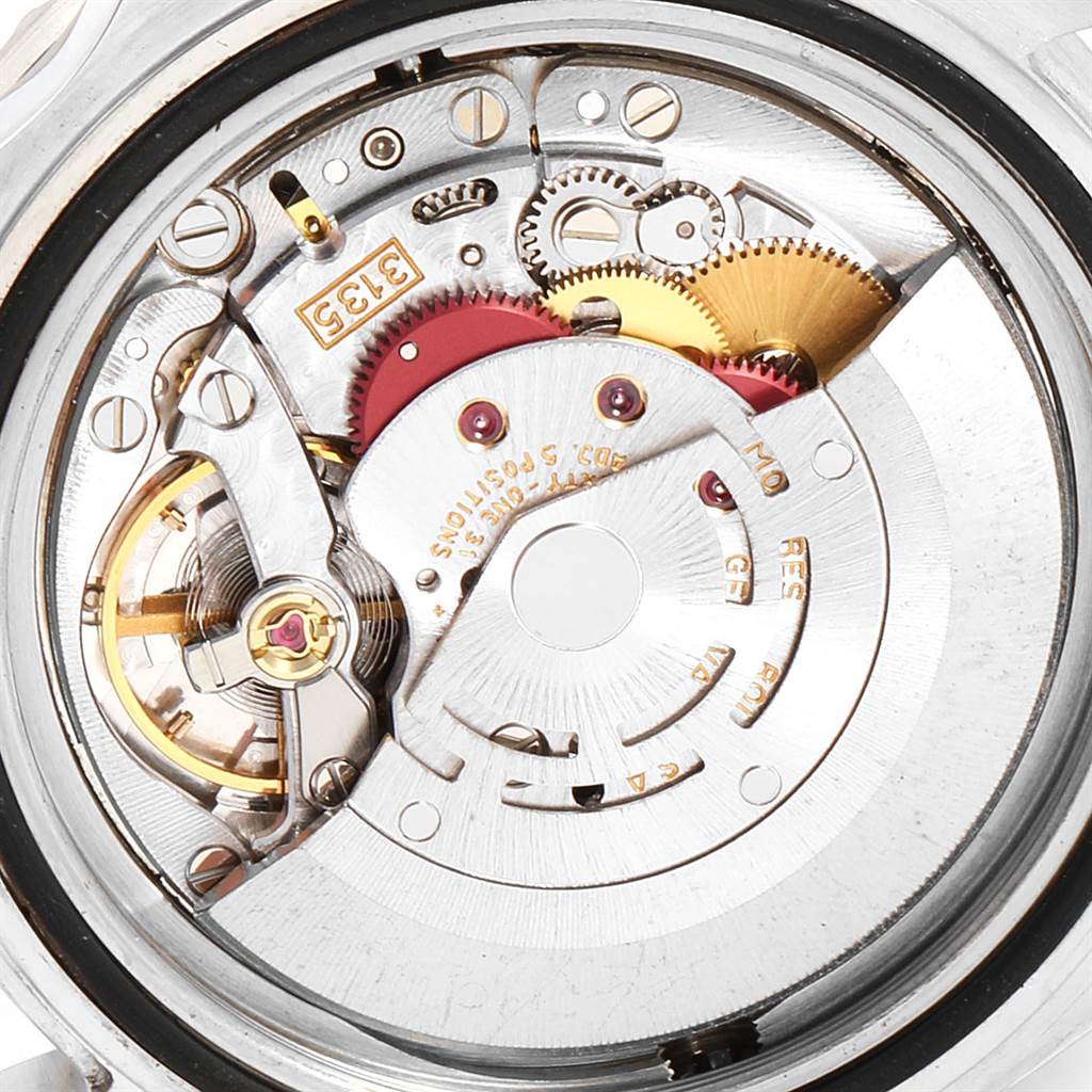 The image shows a close-up view of the movement and internal mechanics of a Rolex Sea-Dweller 16600 Men
s Stainless Steel Black Dial 16600 Men
s Stainless Steel Black Dial watch.