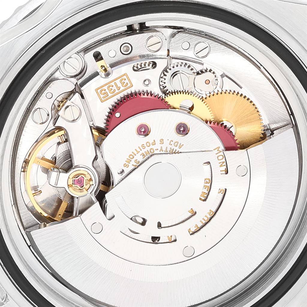 This image shows a close-up view of the internal mechanism of a Rolex Sea-Dweller 16600 Men
s Stainless Steel Black Dial 16600 Men
s Stainless Steel Black Dial watch.