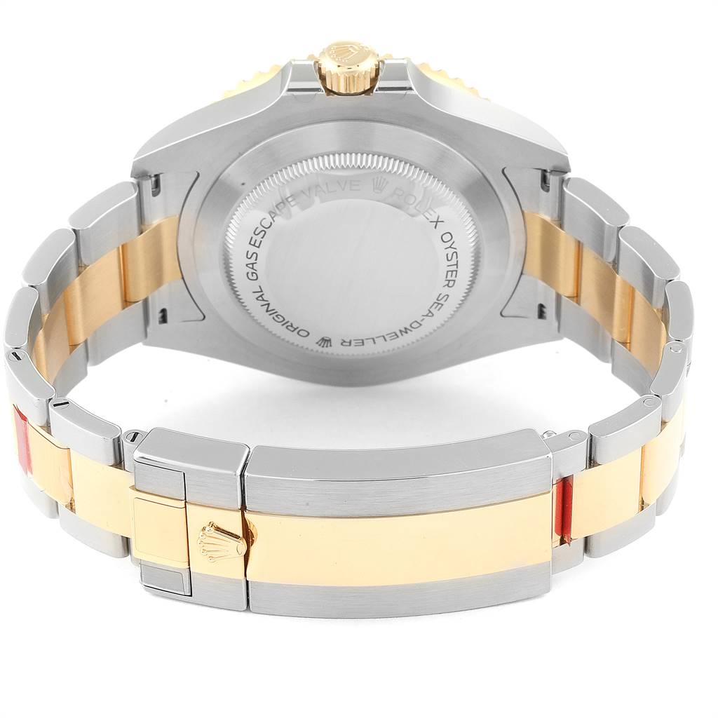 The image shows the back, clasp, and bracelet of a Rolex Sea-Dweller 126603 Men's Steel and Gold (two tone) Black Dial 126603 Men's Steel and Gold (two tone) Black Dial watch.