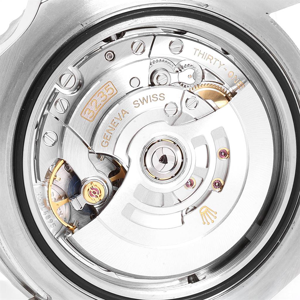 This image shows the movement and inner mechanical components of the Rolex Sea-Dweller 126600 Men
s Stainless Steel Black Dial 126600 Men
s Stainless Steel Black Dial watch, model 3235.