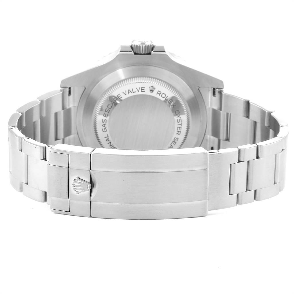 The image shows the back and bracelet of the Rolex Sea-Dweller 126600 Men
s Stainless Steel Black Dial 126600 Men
s Stainless Steel Black Dial watch, focusing on the clasp and caseback.