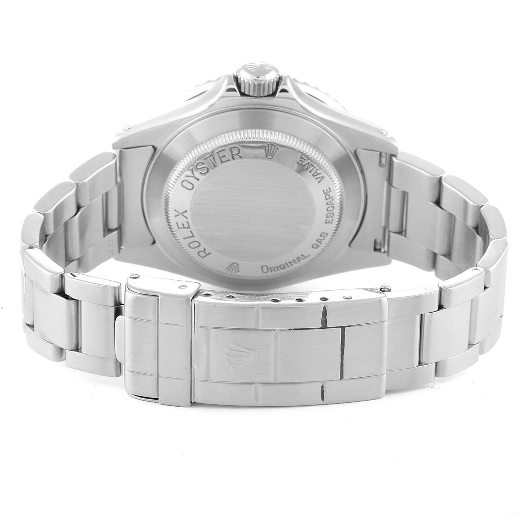 The image shows the back case and bracelet of a Rolex Sea-Dweller 16600 Men
s Stainless Steel Black Dial 16600 Men
s Stainless Steel Black Dial watch from a rear angle.