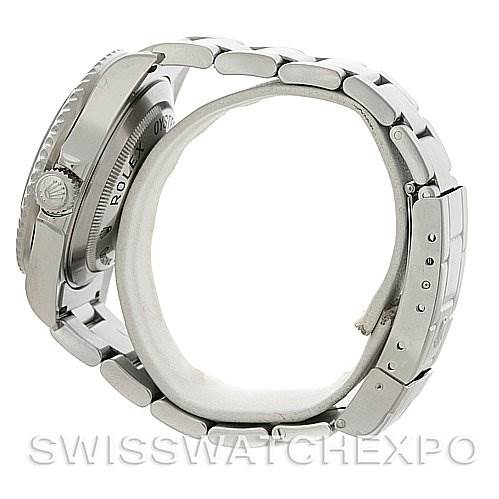 The image shows a side angle of the Rolex Sea-Dweller 16600 Men's Stainless Steel Black Dial 16600 Men's Stainless Steel Black Dial watch, highlighting the bracelet and clasp.