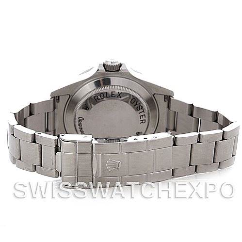 This image shows the backside of the Rolex Sea-Dweller 16600 Men's Stainless Steel Black Dial 16600 Men's Stainless Steel Black Dial watch, highlighting the case back, bracelet, and clasp.