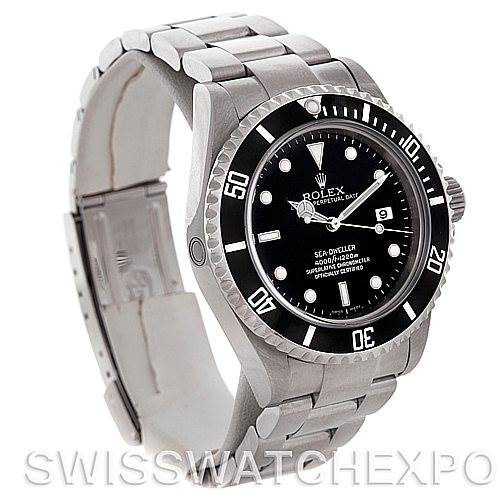 The image shows a Rolex Sea-Dweller 16600 Men's Stainless Steel Black Dial 16600 Men's Stainless Steel Black Dial watch at a three-quarter angle, highlighting the bezel, dial, and bracelet.
