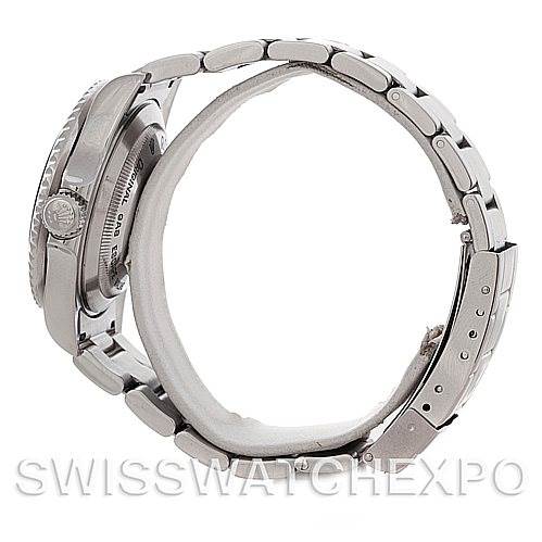 This image shows a side profile of a Rolex Sea-Dweller 16600 Men's Stainless Steel Black Dial 16600 Men's Stainless Steel Black Dial watch, highlighting its bracelet and clasp.