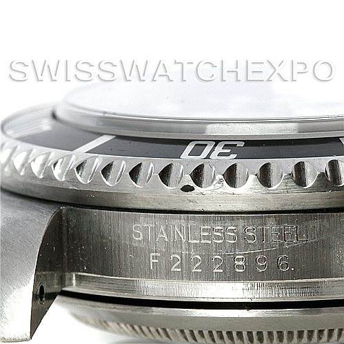 The image shows a close-up angled view of the side of a Rolex Sea-Dweller 16600 Men's Stainless Steel Black Dial 16600 Men's Stainless Steel Black Dial watch, highlighting the bezel and part of the case.