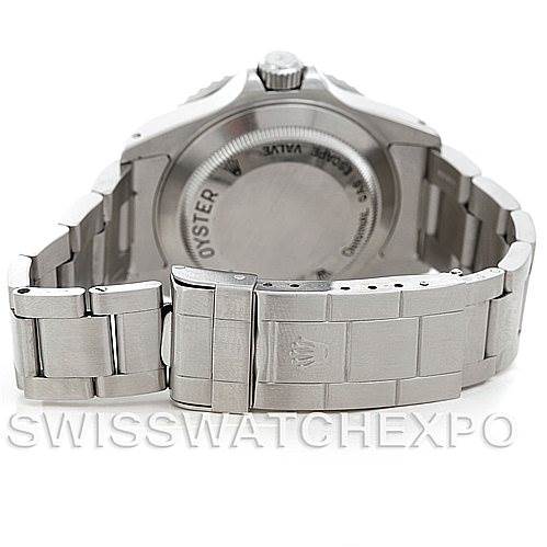 The image shows the back case and stainless steel bracelet of a Rolex Sea-Dweller 16600 Men's Stainless Steel Black Dial 16600 Men's Stainless Steel Black Dial watch.