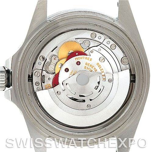 This is a close-up view of the Rolex Sea-Dweller 16600 Men's Stainless Steel Black Dial 16600 Men's Stainless Steel Black Dial's watch movement, showcasing its internal mechanical components.