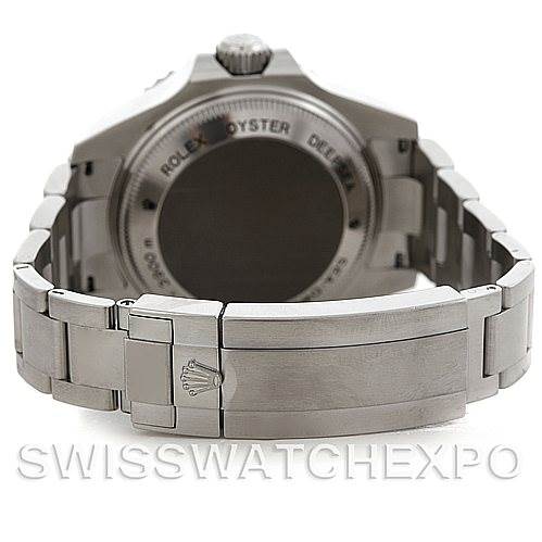 The image shows the back and clasp of the Rolex Sea-Dweller 116660 Men's Stainless Steel Black Dial 116660 Men's Stainless Steel Black Dial, highlighting the bracelet and the case back.