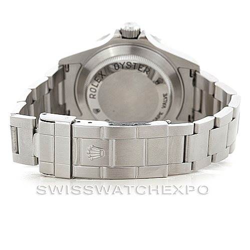 The image shows the back and bracelet clasp of a Rolex Sea-Dweller 16600 Men's Stainless Steel Black Dial 16600 Men's Stainless Steel Black Dial watch, including the case back and partial links.