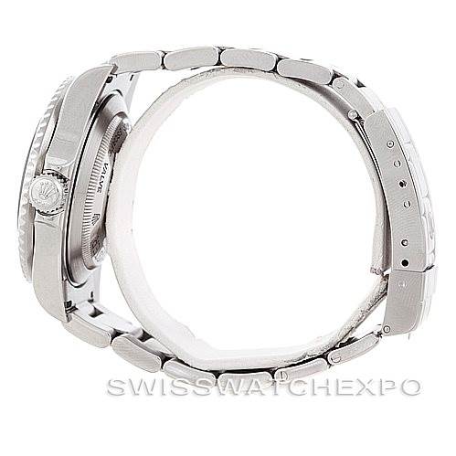 The image shows a side profile view of the Rolex Sea-Dweller 16600 Men's Stainless Steel Black Dial 16600 Men's Stainless Steel Black Dial watch, highlighting its clasp, bracelet, and case.