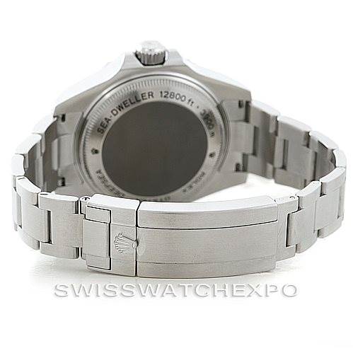 The image shows the back case and bracelet of a Rolex Sea-Dweller 116660 Men
s Stainless Steel Black Dial 116660 Men
s Stainless Steel Black Dial watch.