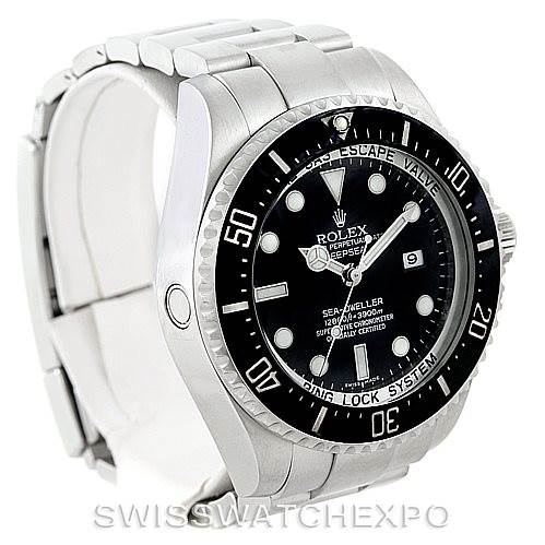 The image shows a front angled view of a Rolex Sea-Dweller 116660 Men's Stainless Steel Black Dial 116660 Men's Stainless Steel Black Dial watch, capturing its face, bezel, and bracelet.