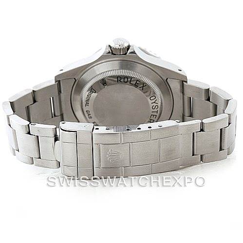 The image shows the back case and bracelet clasp of a Rolex Sea-Dweller 16600 Men
s Stainless Steel Black Dial 16600 Men
s Stainless Steel Black Dial watch from a rear angle.