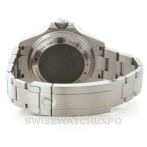 This image shows the back case and bracelet of the Rolex Sea-Dweller 116660 Men's Stainless Steel Black Dial 116660 Men's Stainless Steel Black Dial watch.