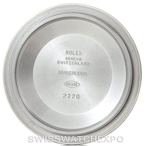 This is the inside view of the case back of a Rolex Sea-Dweller 16600 Men's Stainless Steel Black Dial 16600 Men's Stainless Steel Black Dial watch, showing engraved branding and model information.