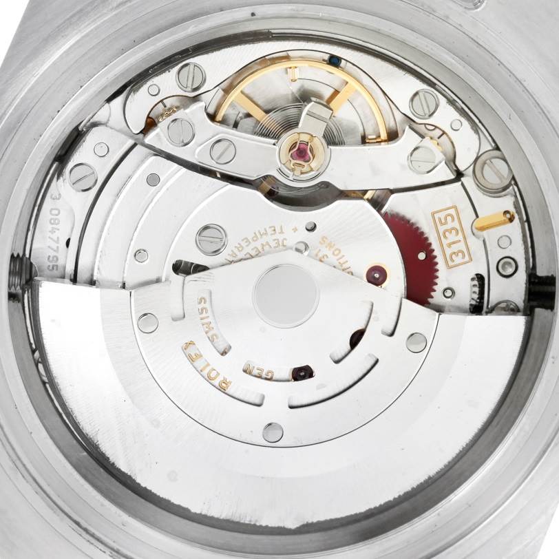 This image shows a close-up view of the movement mechanism inside the Rolex Sea-Dweller 16600 Men
s Stainless Steel Black Dial 16600 Men
s Stainless Steel Black Dial watch.