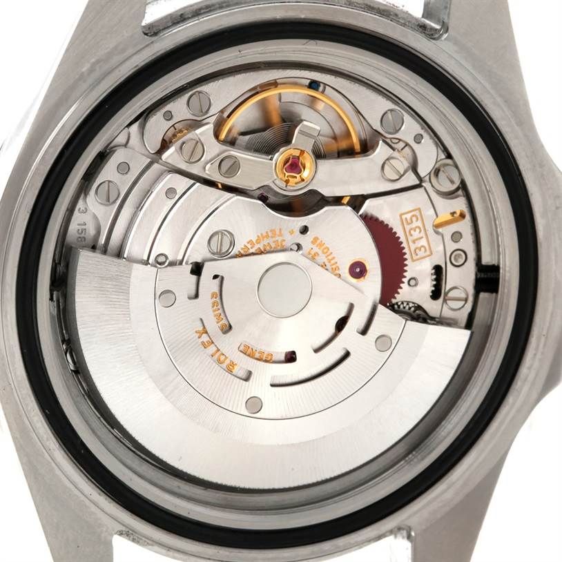The image shows the internal mechanism and movement parts of a Rolex Sea-Dweller 16600 Men's Stainless Steel Black Dial 16600 Men's Stainless Steel Black Dial watch from the back angle.