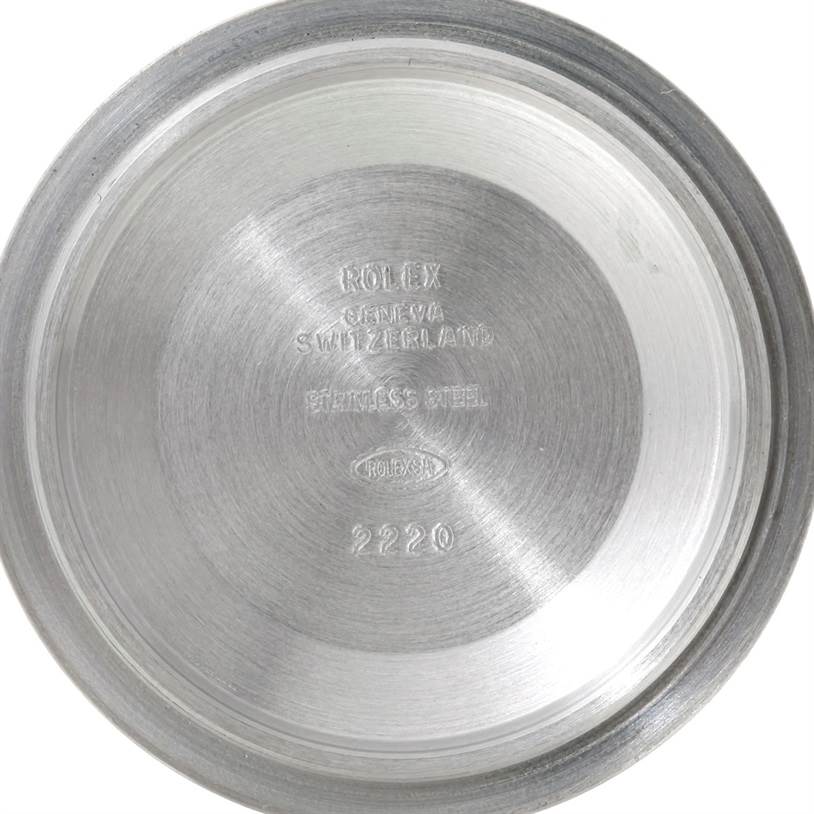 This image shows the interior of the case back of a Rolex Sea-Dweller 16600 Men's Stainless Steel Black Dial 16600 Men's Stainless Steel Black Dial watch, displaying brand engravings.