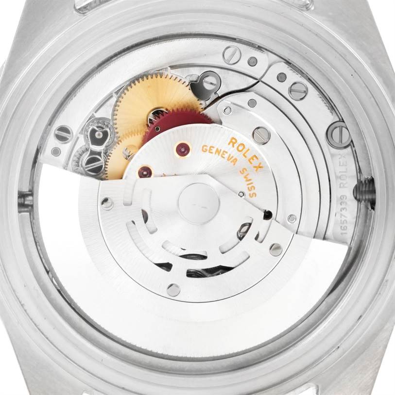 The image shows the inner movement mechanism of a Rolex Sea-Dweller 16600 Men's Stainless Steel Black Dial 16600 Men's Stainless Steel Black Dial watch from the back angle.