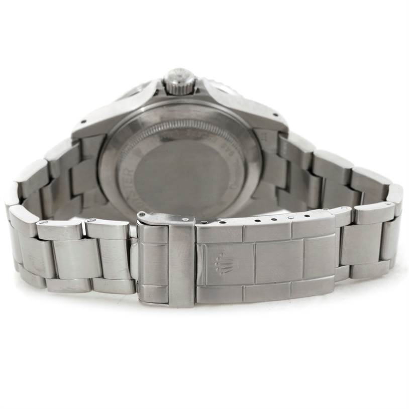 The image shows the back and clasp of a Rolex Sea-Dweller 16660 Men's Stainless Steel Black Dial 16660 Men's Stainless Steel Black Dial watch, highlighting the stainless steel bracelet.