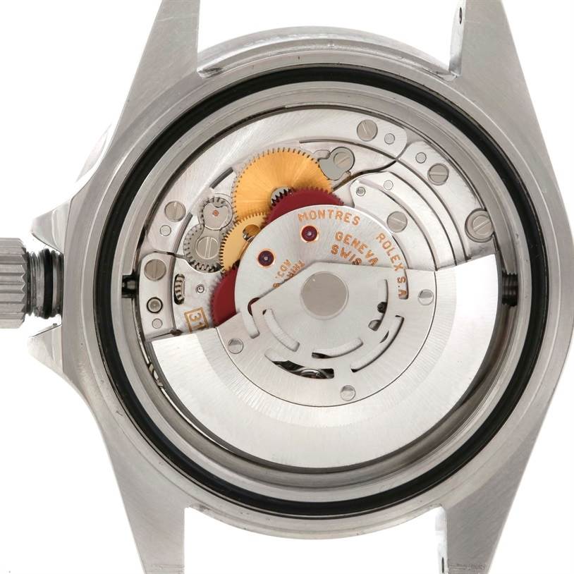This image shows the Sea-Dweller model by Rolex from the back, highlighting its internal mechanical movement.
