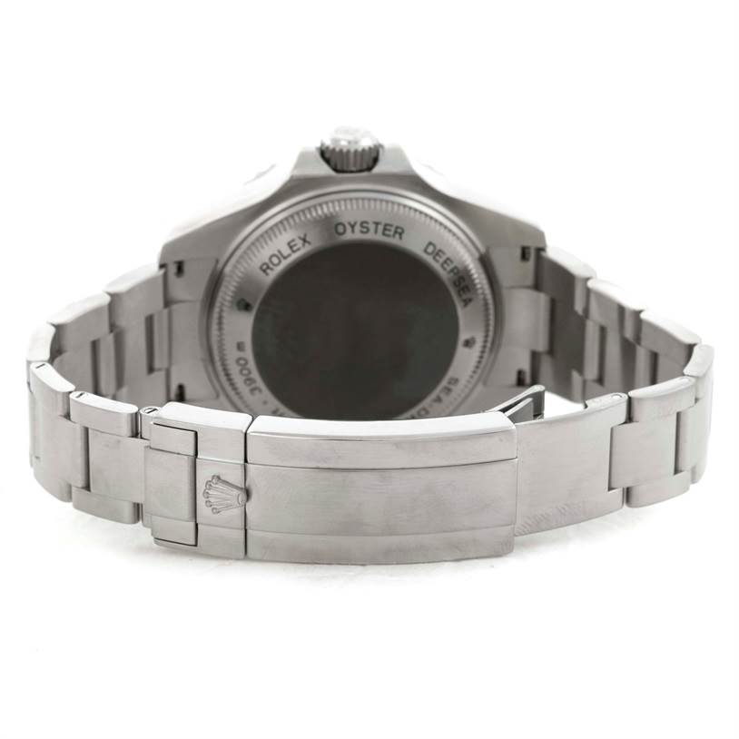 The image shows the back view of the Rolex Sea-Dweller 116660 Men's Stainless Steel Black Dial 116660 Men's Stainless Steel Black Dial watch, focusing on the bracelet and clasp.