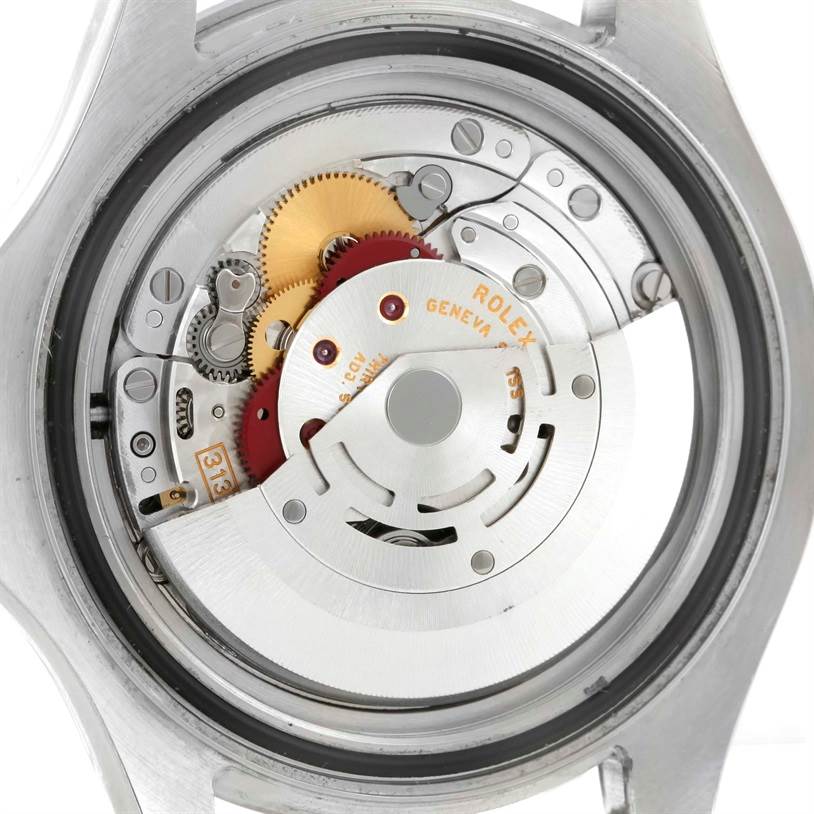 This image shows the back view of the Rolex Yacht-Master 16622 Men's Stainless Steel Silver Dial 16622 Men's Stainless Steel Silver Dial watch, focusing on its intricate movement and internal mechanisms.