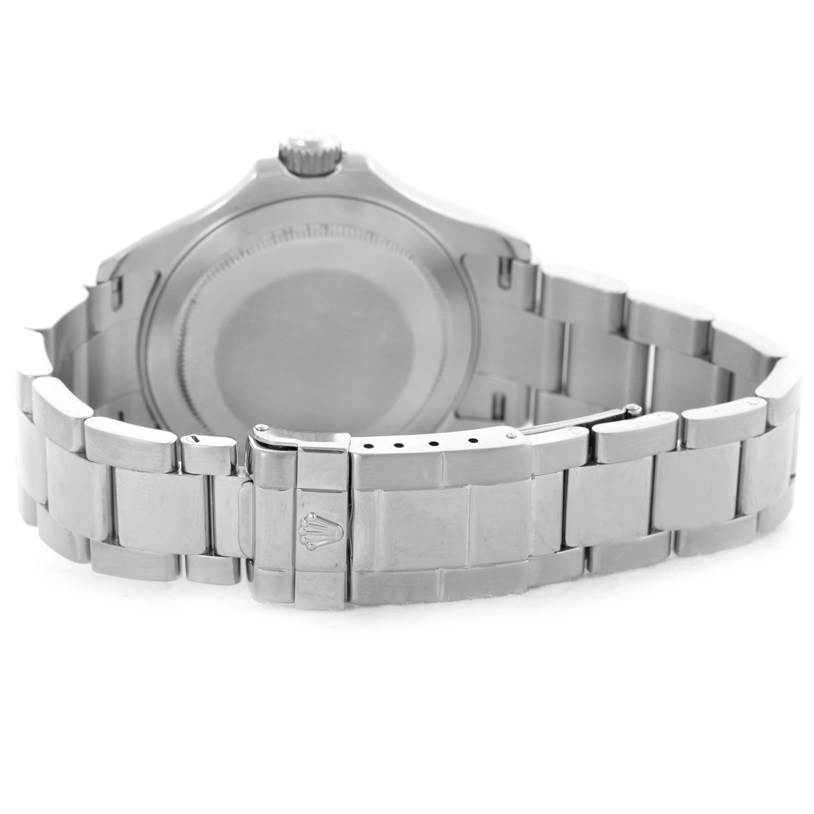 The image shows the backside and bracelet of a Rolex Yacht-Master 16622 Men's Stainless Steel Silver Dial 16622 Men's Stainless Steel Silver Dial watch at a rear angle.