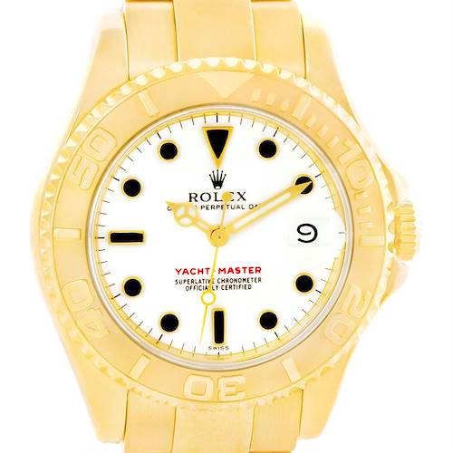Photo of Rolex Yachtmaster Midsize 18K Yellow Gold White Dial Watch 68628