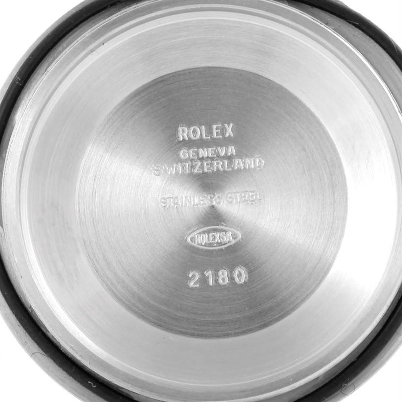 The image shows the inside case back of a Rolex Yacht-Master 16623 Men's Stainless Steel White Dial 16623 Men's Stainless Steel White Dial watch, displaying "Rolex" and model information.