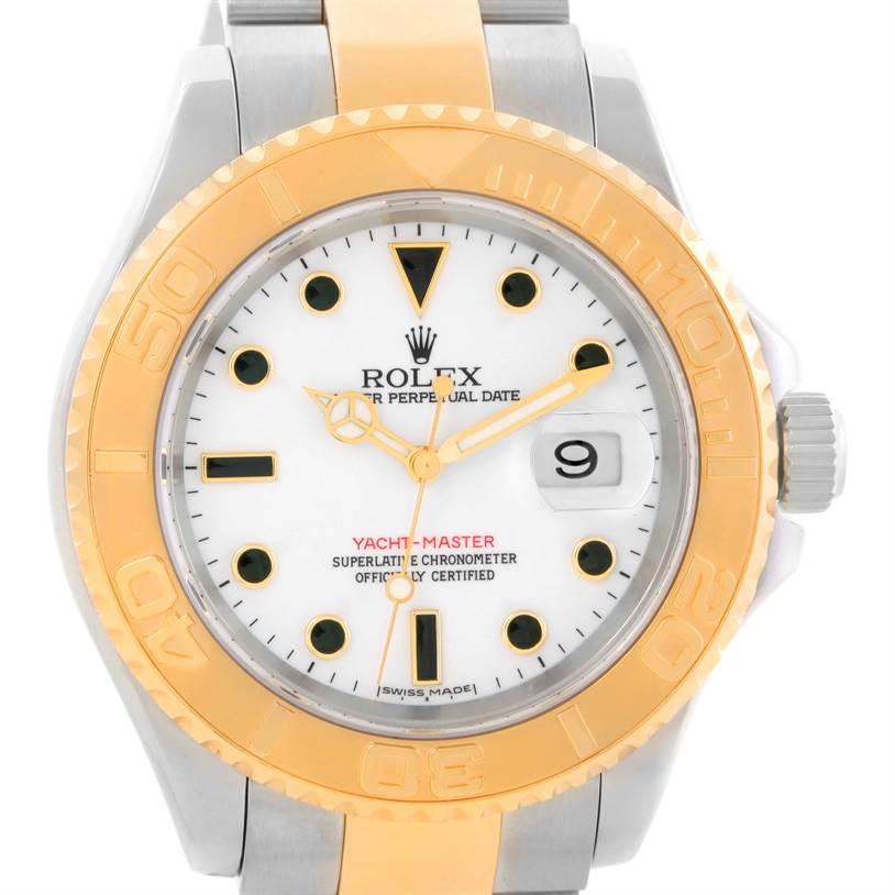 Rolex Yachtmaster Steel 18K Yellow Gold White Dial Mens Watch 16623 ...