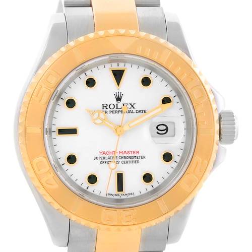 Photo of Rolex Yachtmaster Steel 18K Yellow Gold White Dial Mens Watch 16623