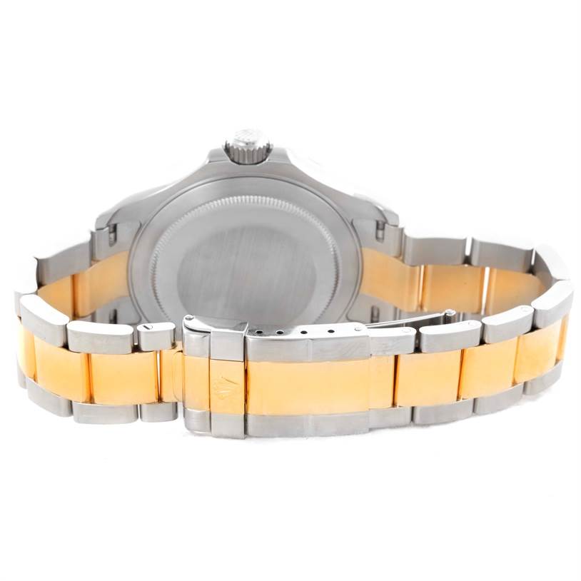 The image shows the back case and bracelet of a Rolex Yacht-Master 16623 Men's Stainless Steel Grey Dial 16623 Men's Stainless Steel Grey Dial watch, highlighting its two-tone design.