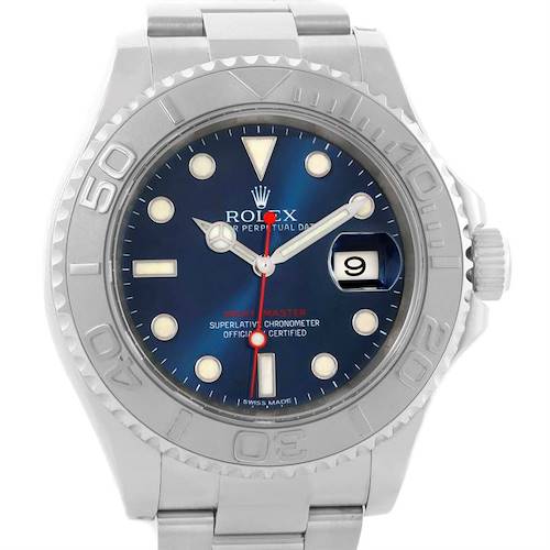Photo of Rolex Yachtmaster Steel Platinum Blue Dial Watch 116622 Unworn