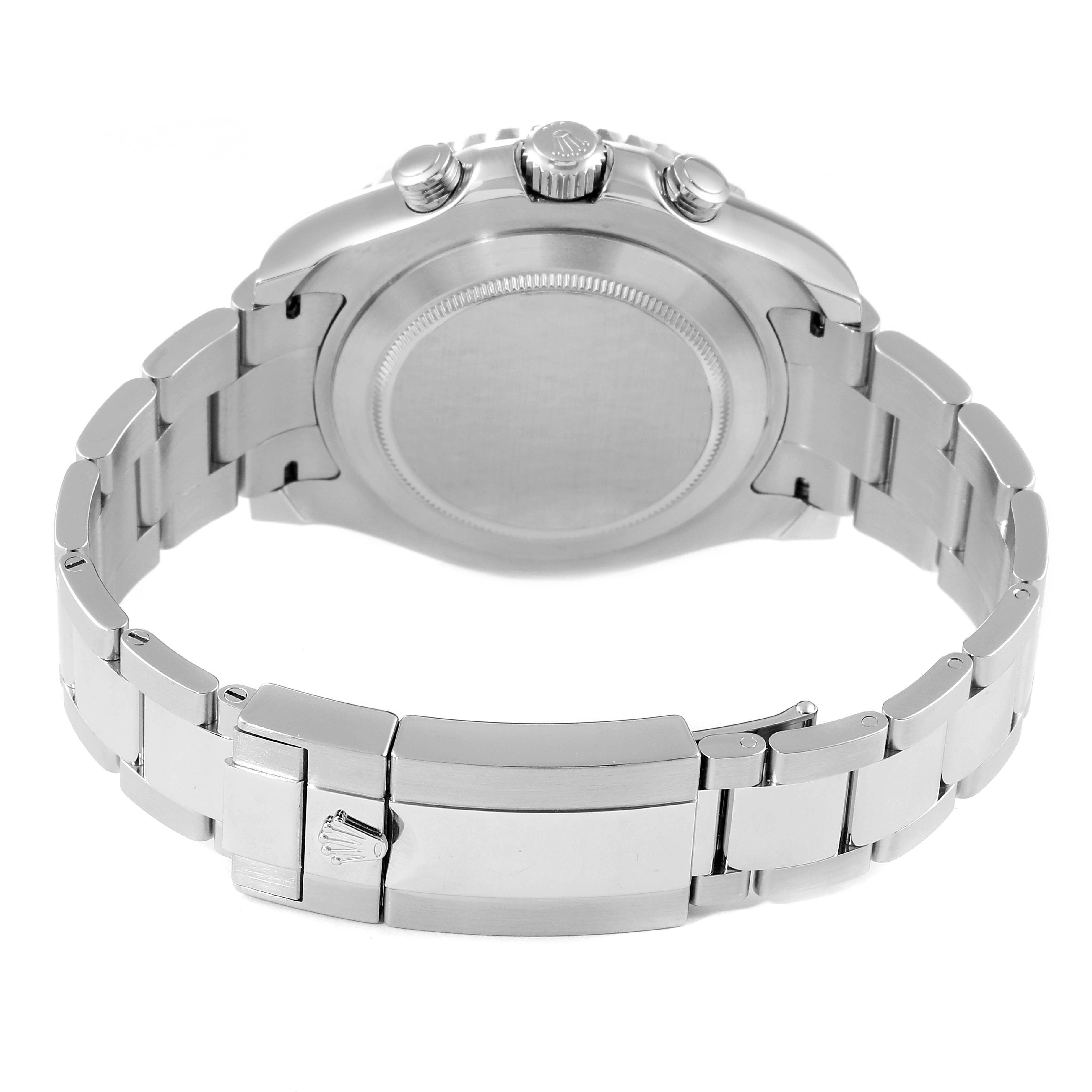 The image shows the back view of a Rolex Yacht-Master 116680 Men's Stainless Steel White Dial 116680 Men's Stainless Steel White Dial watch, featuring the case back, bracelet, and clasp.