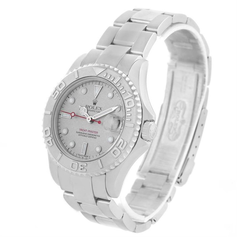 Rolex Yachtmaster Midsize Steel Platinum Watch 168622 Box Papers SwissWatchExpo
