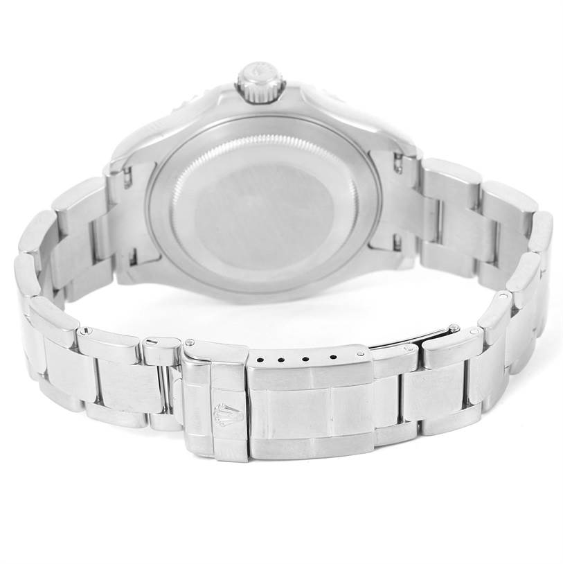 The image shows the back case, crown, and bracelet of a Rolex Yacht-Master 16622 Men's Stainless Steel Silver Dial 16622 Men's Stainless Steel Silver Dial watch viewed from the rear angle.