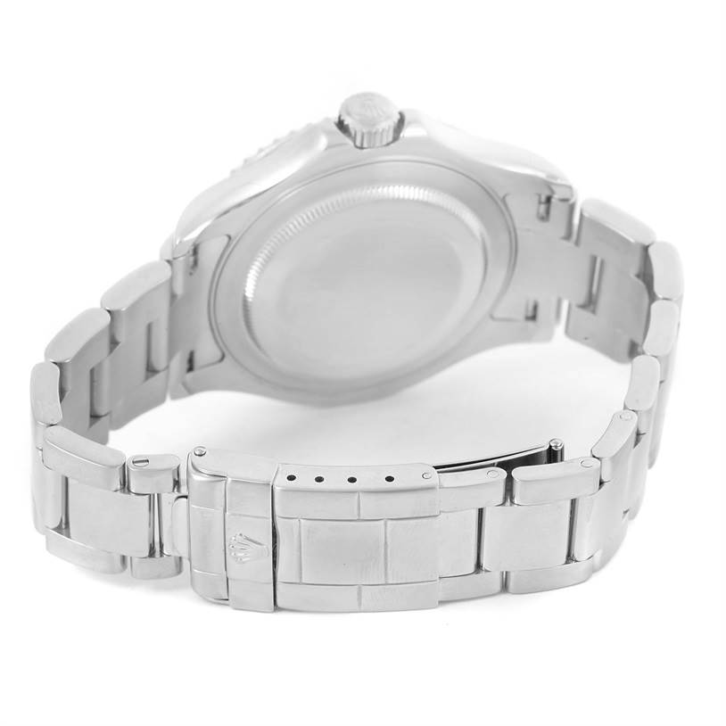 The image shows the back and bracelet of a Rolex Yacht-Master 16622 Men's Stainless Steel Silver Dial 16622 Men's Stainless Steel Silver Dial watch, with a focus on the clasp and case back.