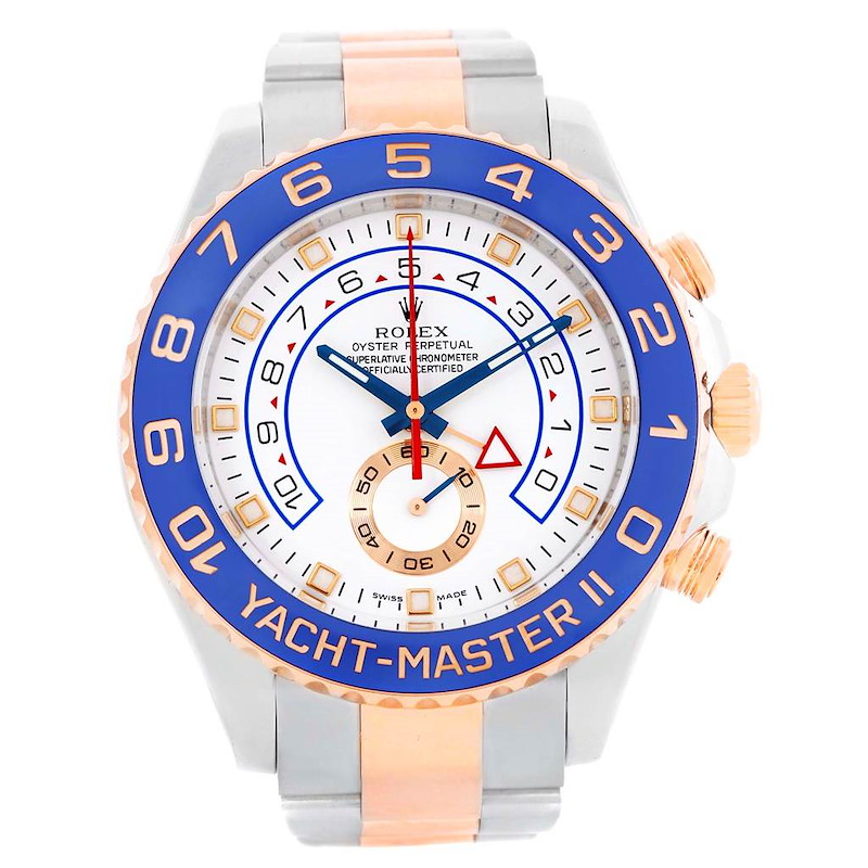 Rolex Yachtmaster II Steel 18k Rose Gold Mens Watch 116681 Box papers SwissWatchExpo