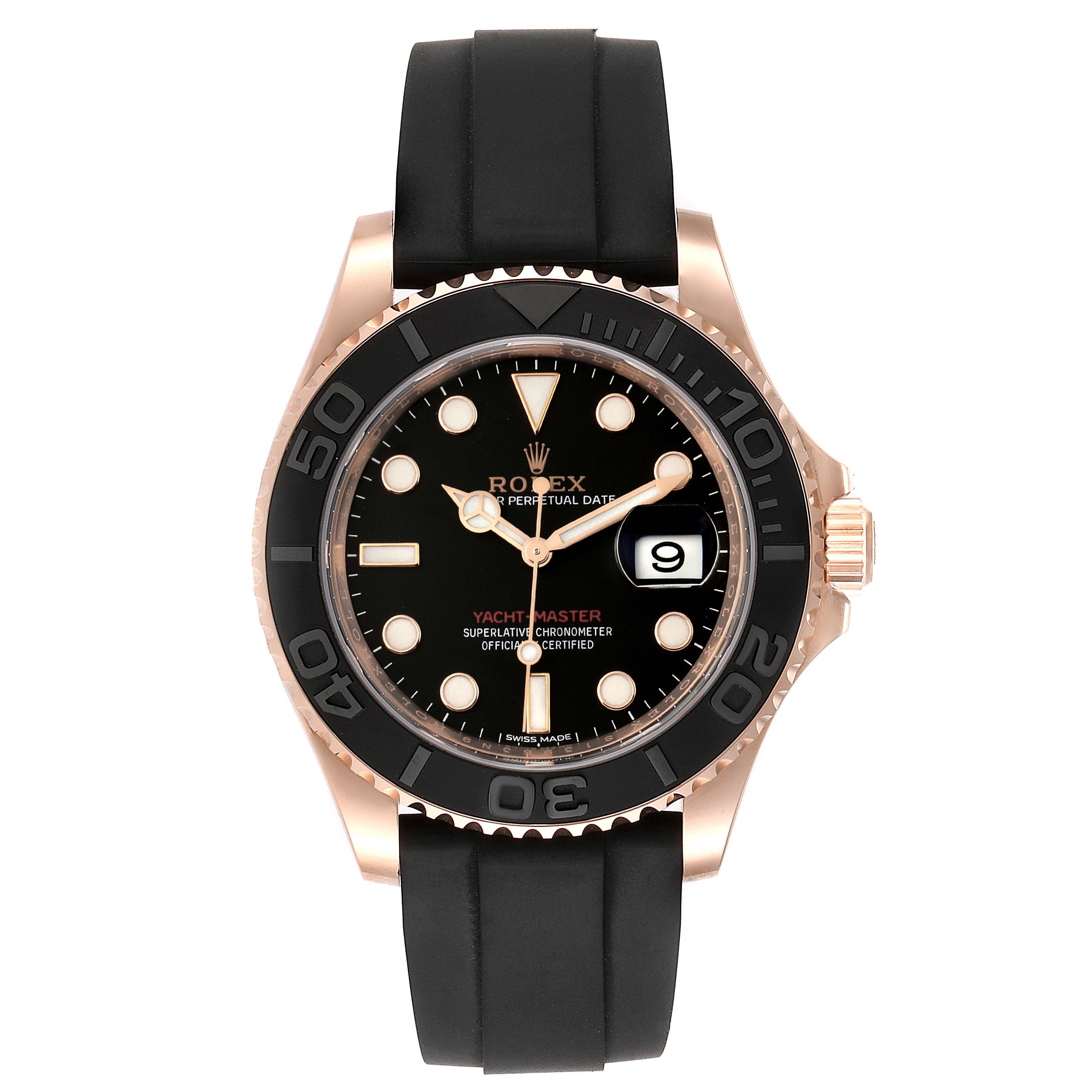 Rolex Yachtmaster 40 18K Everose Gold Rubber Strap Watch 116655 Unworn ...