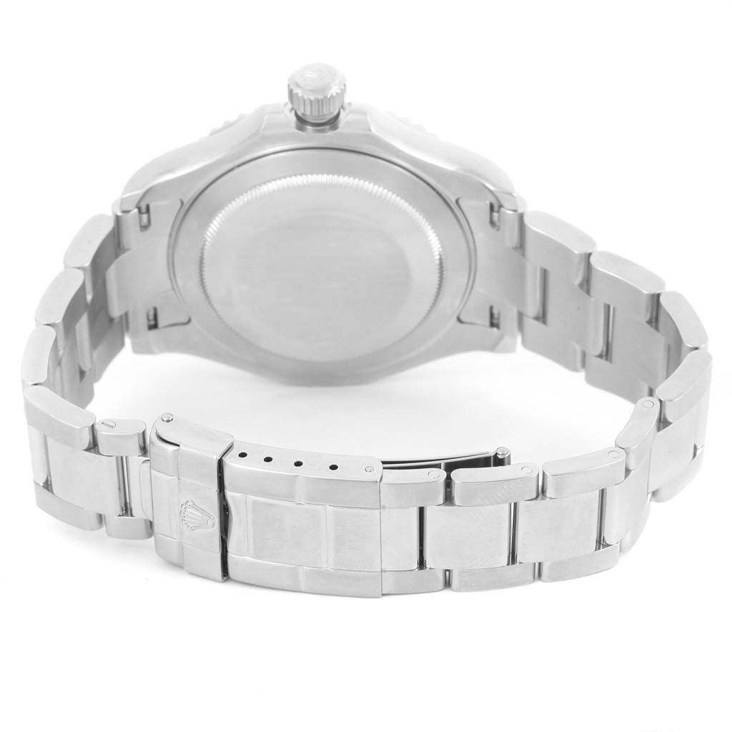 The image shows the back view of a Rolex Yacht-Master 16622 Men's Stainless Steel Silver Dial 16622 Men's Stainless Steel Silver Dial watch, highlighting the case back and bracelet with clasp.