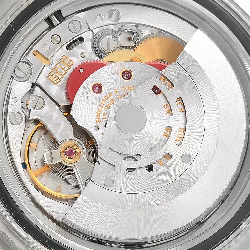 This close-up image shows the intricate inner movement components of the Rolex Yacht-Master 16622 Men's Stainless Steel Silver Dial 16622 Men's Stainless Steel Silver Dial watch.