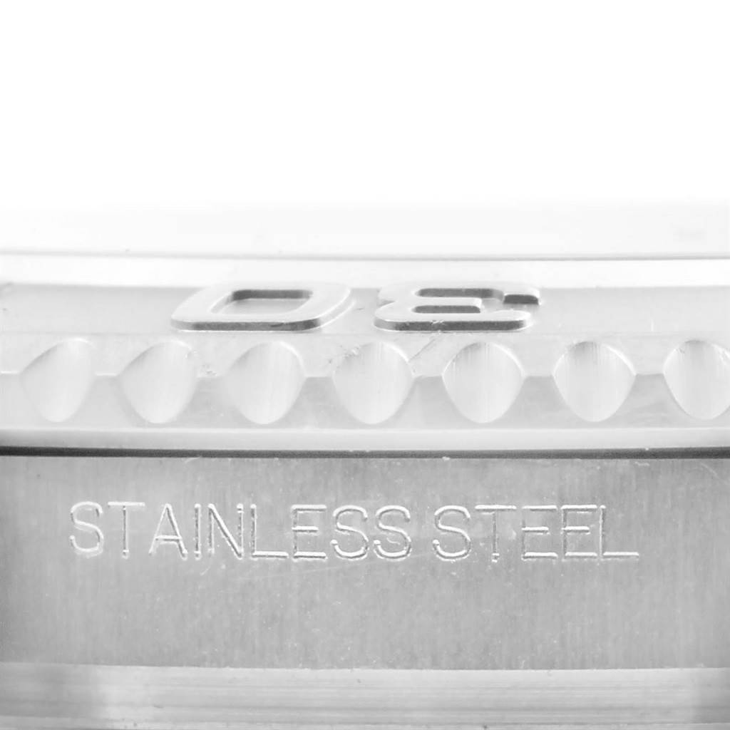 The image shows a close-up of the stainless steel bezel engravings on a Rolex Yacht-Master 116622 Men's Stainless Steel Blue Dial 116622 Men's Stainless Steel Blue Dial watch.