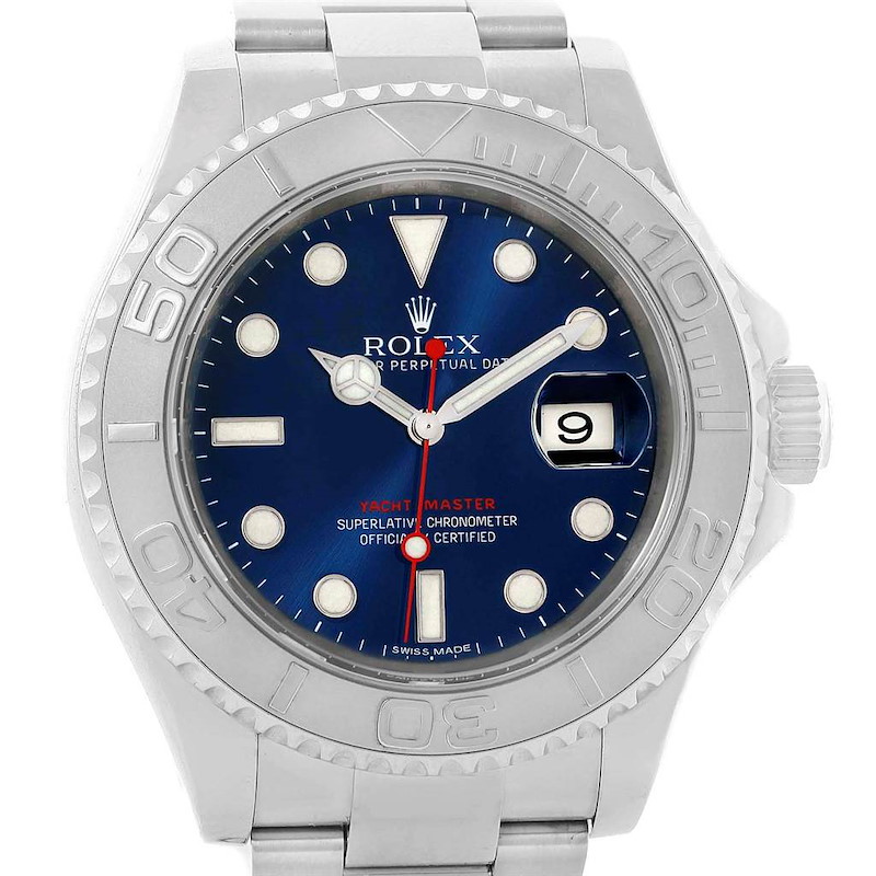 Rolex Yachtmaster Steel Platinum Blue Dial Automatic Mens Watch 116622 SwissWatchExpo