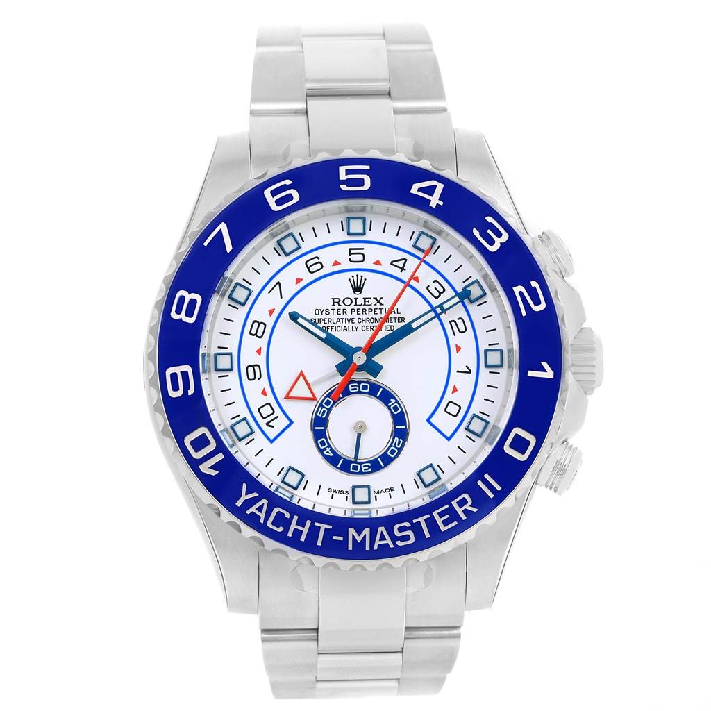 Rolex Yachtmaster II Stainless Steel Blue Bezel Watch 116680 Unworn ...