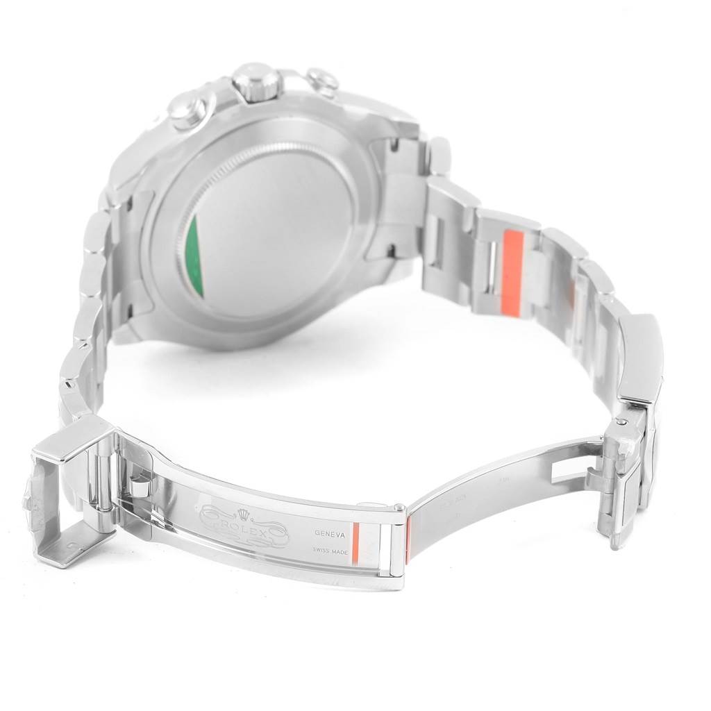 The image shows the back and clasp of a Rolex Yacht-Master 116680 Men's Stainless Steel White Dial 116680 Men's Stainless Steel White Dial watch, displaying the bracelet and the case back.