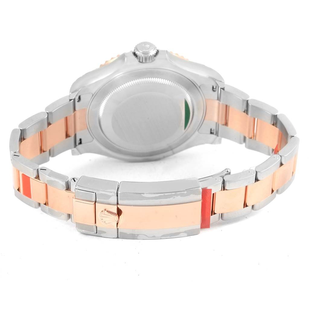 This image shows the back view of a Rolex Yacht-Master 116621 Men's Stainless Steel Brown Dial 116621 Men's Stainless Steel Brown Dial watch, including the case back, bracelet, and clasp.