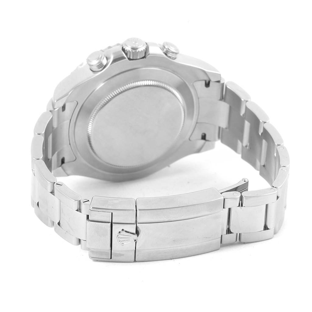 The image shows the back case and bracelet clasp of a Rolex Yacht-Master 116680 Men's Stainless Steel White Dial 116680 Men's Stainless Steel White Dial watch from a rear angle.